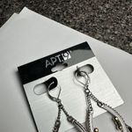 Apt. 9 Tri Tone & Brown Rhinestone Dangle Drop Chain Fringe Pierced Earrings NWT Photo 1