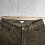 J Jill Women's 12 Mid Rise Slim‎ Leg Velvet Pants Dark Olive Green Stretch Comfy Photo 1