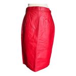 Andrew Marc  Red Vintage 80s Leather Skirt Size 14 Photo 1
