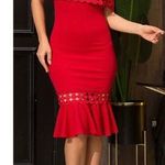 NWT valentine Off shoulders Bodycon midi dress Red size S Photo 0