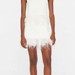 Frame NWT  White Crochet Feather-Trim Mini Skirt. Size Medium Photo 3