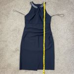 Alex Evenings  Compression Scuba Beaded Halter Sheath Dress Navy Blue‎ 10 Photo 12