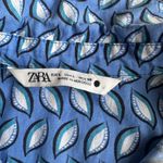 ZARA  blue and white leaf print cotton shirt tunic dress Photo 1