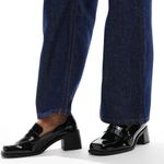 ASOS DESIGN Stanford smart mid heeled loafers in black size 4 Photo 2