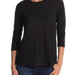 Bobeau NWT Wide Rib Crew Neck Side Slit Top Black Size Small Knit Casual Photo 1