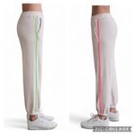 Sundry Faux Sherpa Sweatpants Neon Stripe On Cream Size 4 (XL) Cozy Pilates Photo 1