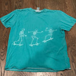 Urban Outfitters  Teal Skeleton Skateboard Tee Photo 0