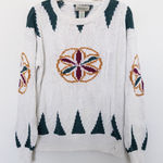VTG St. John's Bay Womens Sweater Size M White Fall Autumn Geometric Heavy Knit Green Size M Photo 0