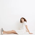 Madewell  Button-Front Short-Sleeve Tiered Mini Dress In Lighthouse Photo 8