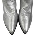 Steve Madden  West Silver Leather Pointed Toe Pull On Block Heel Western Boots 9M Photo 4