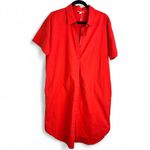 Eileen Fisher  Orange Classic Collar Cotton Poplin Shirt Dress Hi-lo size Medium Photo 1