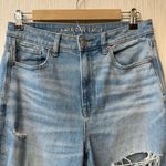American Eagle Outfitters Mom Straight Blue Jeans with Distressed Details Photo 2