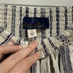 Blue Rain  White and Blue Stripe Smocked Waist Linen Pull On Wide Leg Pants Sz S Photo 2