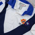 Rugby Ralph Lauren White Polo Shirt Blue Collar Game To The Last 2004‎ Medium Photo 1