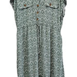 Lucky Brand Short Sleeve Midi Shirt Dress Sz 1X Pockets Rayon Green Garden Party Photo 0