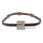 Vintage Navasota Western Leather Belt Moose Buckle Star Canoe Conchos Size M USA Brown Photo 3