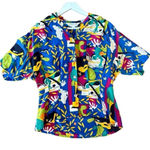 Sunny Leigh  100% silk vintage vibrant floral collared blouse medium Photo 0