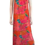 Trina Turk Milan Gingko Floral Orange Pink Halter Top Maxi Dress Size S Photo 0
