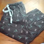 Elegant Black Pajama Pants with Teal Deer Design Size L Photo 0