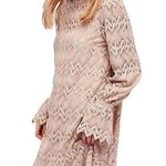 Free People Simone Dress Crochet Lace High Neck Bell Sleeve Boho Size XS Photo 0