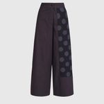 Alembika Urban Flare Pants black cotton blend one leg tonal dot motif size EU 4 Photo 14