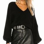 1. State Sweater Womens Small Black Oversized Ribbed Knit Balloon Sleeve V-Neck Photo 0