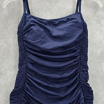 DKNY Blue Scrunch Drape Stretch Padded Swimwear Tankini Tank Top Medium M 10 Photo 0