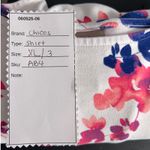 Chico's Womens Shirt Size XL Or 3 Floral Print Summer Spring Crop Boxy Crew Neck Photo 8