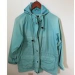Eddie Bauer VINTAGE Womens Large Lightweight Coat Jacket Green Hooded Chore FLAW Photo 0