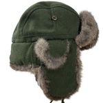 VTG Paul Leinburd Crown Cap Wool Aviator Trapper Hat Real Rabbit Fur Trim Green Photo 2
