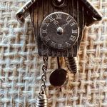 800 Sterling Silver‎ Charm Pendant Movable Cuckoo Clock Vintage European Photo 0