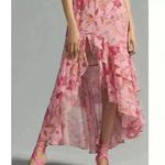 Anthropologie NWT Misa Los Angeles Seva Maxi Skirt Size S Pink Florals Slit Photo 0
