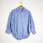 We The Free by Free People Happy Hour Solid Blue Button-Up Shirt Size Small Photo 3