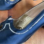 American Vintage Vintage 1950s Newton Elkin Lord & Taylor Navy Satin Rhinestone Heels Size 8 Photo 5