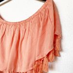 ASOS Swim Tassel Off the Shoulder Peach Crop Top Size 8 Orange Photo 1