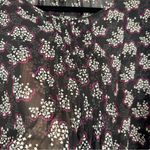 Anna Sui  Black Ditsy Floral Blouse Womens L Sheer Boho Peplum Long Sleeve Top Photo 5