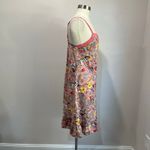 World Market Boho Floral Slip Dress Size S/M Pink Yellow Ruffle Hem Photo 3