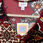 LuLaRoe Tunic Top Large Paisley Print 3/4 Wide Sleeve V Neck Burgundy Red Womens Photo 4