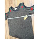 Michael Kors Cold Shoulder Embroidered Rose Knit Top Size L NWT Photo 5