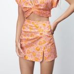 ZARA  mini skirt in peachy orange floral NWT Photo 0