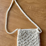 Vintage Square Beaded Woven Crossbody Bag, Cream Photo 0