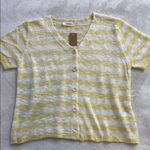 Adora Yellow & White Striped Button Front Slub Yarn Knit Top NWT Size M Photo 1