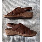 Born Cork Platform Laila Brown Leather Woven Wedge Comfort Sandals Women 7 EUC Photo 3