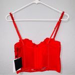 ZARA New Women Red Sexy Embroidered Underwire Corset Size 34B Photo 13