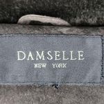 Damselle New York Womens Jacket XL Brown Leather Genuine Fur Trim Hooded Photo 2