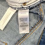 Loft  Distressed Denim Skirt Front Slit Frayed Hem Boho Size 4 100% Cotton Photo 2