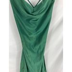 La Femme  Emerald Green Satin Lace Up Back Maxi Gown Size 8 Photo 4