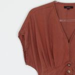 Quince Womens Rust Brown V Neck Short Sleeve Tencel Button Mini Dress Size S Photo 3