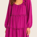 ODDY Womens Tiered‎ Ruffle Puff Sleeve Babydoll Dress sz 1X Feminine Romantic Purple Photo 0