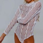 Studio 8 White Lace Teddy Bodysuit Long Sleeve  Photo 0